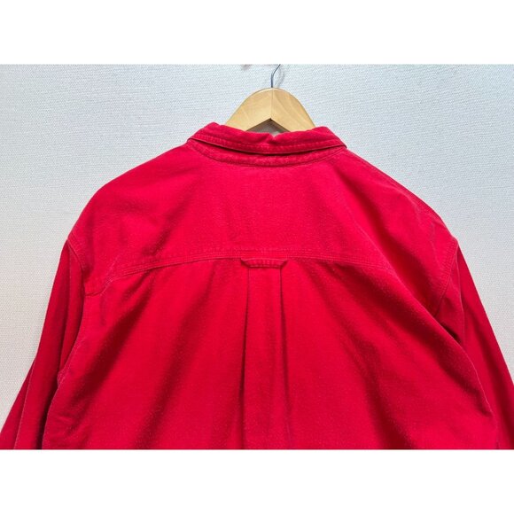 Woodrich Mens Long Sleeve Button Down Shirt Large Red Cotton Casual Pocket - Picture 11 of 12